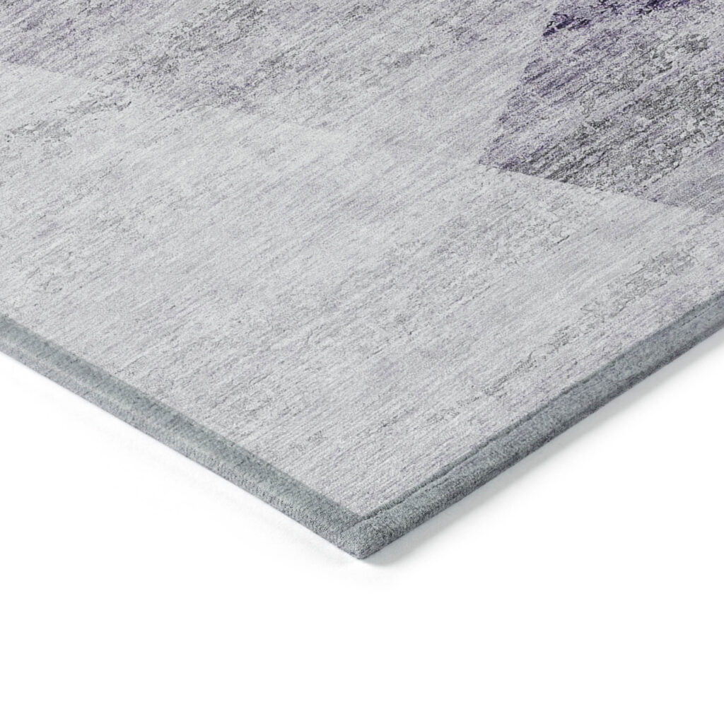 8' X 10' Purple Gray And Charcoal Abstract Washable Indoor Outdoor Area Rug