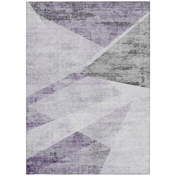 8' X 10' Purple Gray And Charcoal Abstract Washable Indoor Outdoor Area Rug