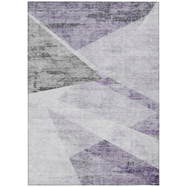 8' X 10' Purple Gray And Charcoal Abstract Washable Indoor Outdoor Area Rug