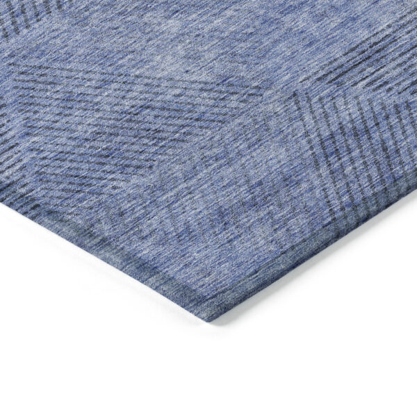 5' X 8' Denim Blue And Sky Blue Geometric Washable Indoor Outdoor Area Rug