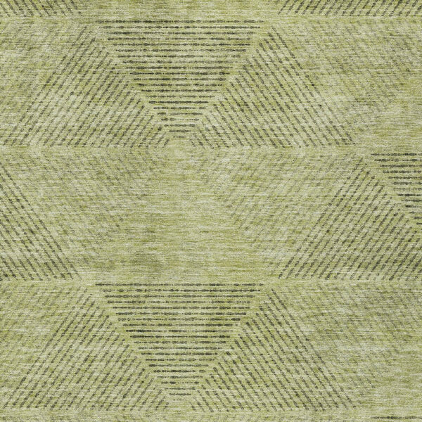 3' X 5' Artichoke Green And Fern Green Geometric Washable Indoor Outdoor Area Rug