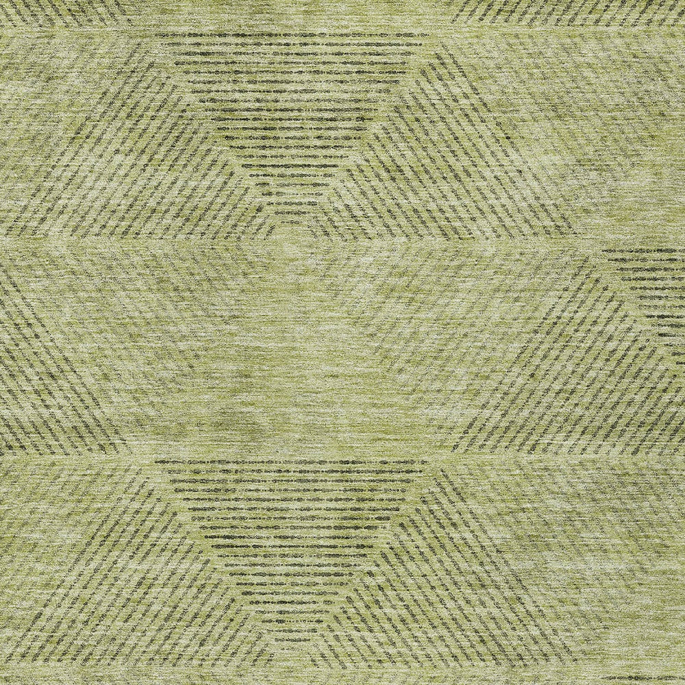 3' X 5' Artichoke Green And Fern Green Geometric Washable Indoor Outdoor Area Rug