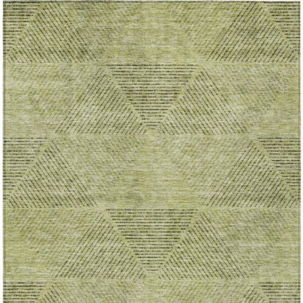 3' X 5' Artichoke Green And Fern Green Geometric Washable Indoor Outdoor Area Rug