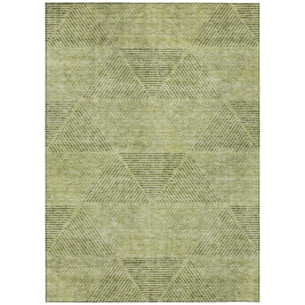 3' X 5' Artichoke Green And Fern Green Geometric Washable Indoor Outdoor Area Rug