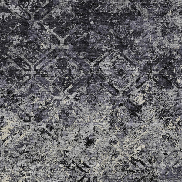 3' X 5' Black Gray And Silver Geometric Washable Indoor Outdoor Area Rug