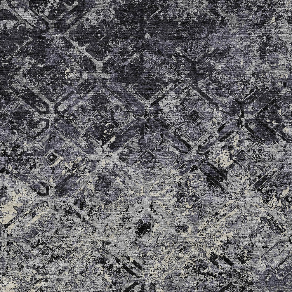 3' X 5' Black Gray And Silver Geometric Washable Indoor Outdoor Area Rug