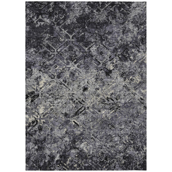 3' X 5' Black Gray And Silver Geometric Washable Indoor Outdoor Area Rug