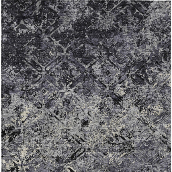 3' X 5' Black Gray And Silver Geometric Washable Indoor Outdoor Area Rug