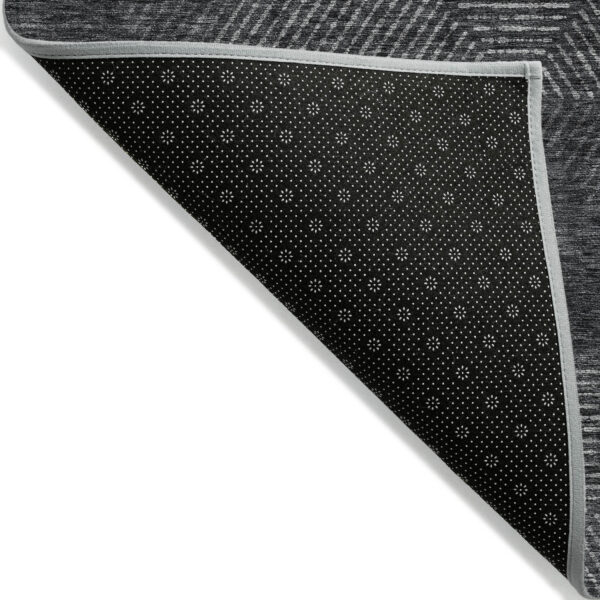 9' X 12' Charcoal Gray And Silver Geometric Washable Indoor Outdoor Area Rug