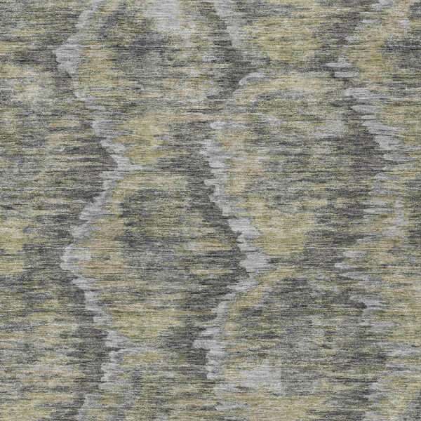 10' X 14' Gray Silver And Wheat Abstract Washable Indoor Outdoor Area Rug