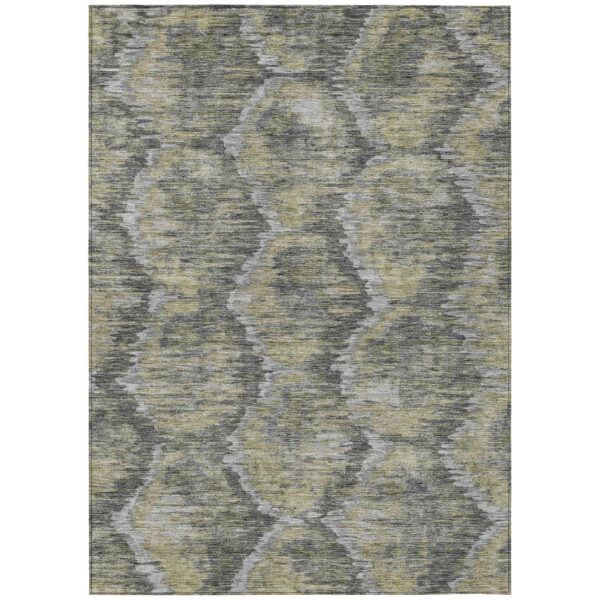 10' X 14' Gray Silver And Wheat Abstract Washable Indoor Outdoor Area Rug