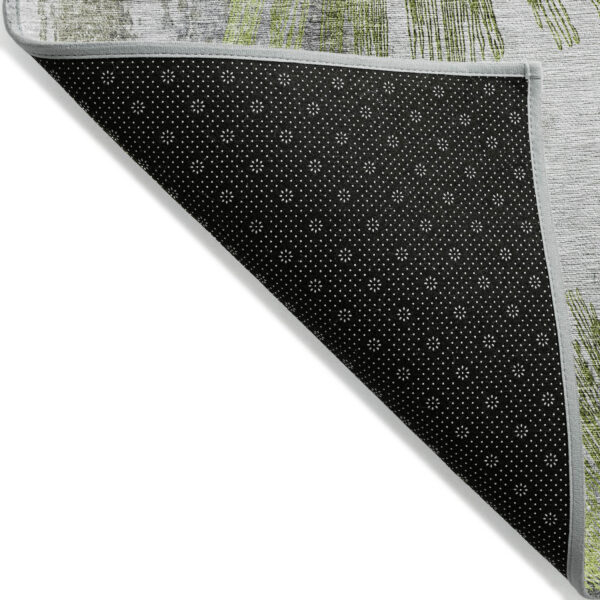 9' X 12' Artichoke Green Gray And Charcoal Abstract Washable Indoor Outdoor Area Rug