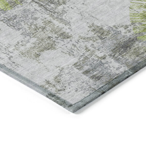 9' X 12' Artichoke Green Gray And Charcoal Abstract Washable Indoor Outdoor Area Rug