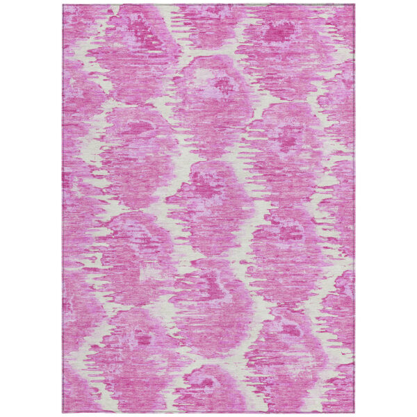 8' X 10' Pink Blush And Mauve Abstract Washable Indoor Outdoor Area Rug