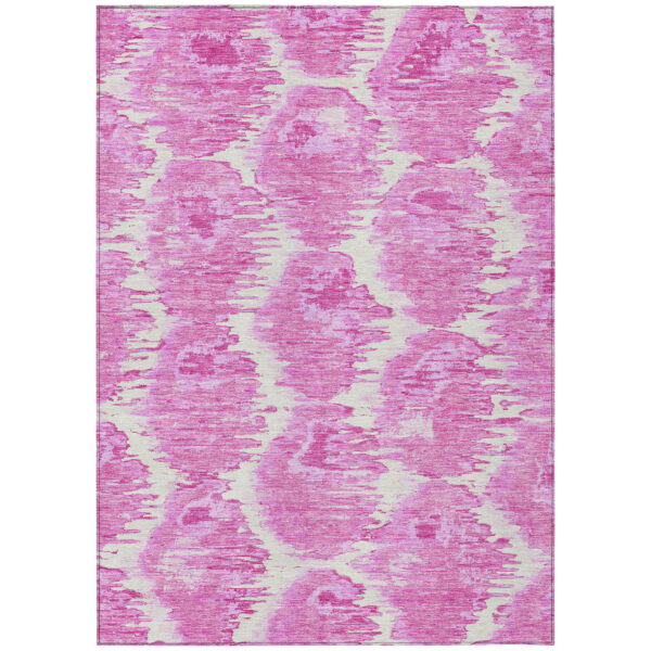 8' X 10' Pink Blush And Mauve Abstract Washable Indoor Outdoor Area Rug