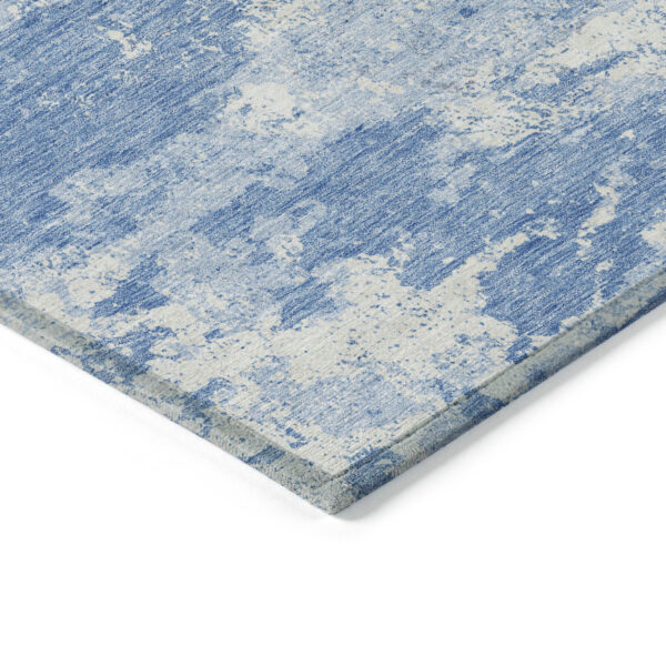 8' X 10' Denim Blue And Sky Blue Floral Washable Indoor Outdoor Area Rug