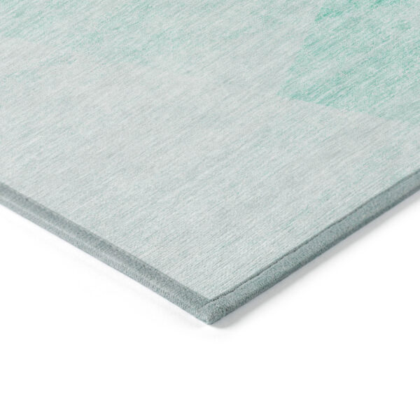 9' X 12' Aqua Sky Blue And Ivory Abstract Washable Indoor Outdoor Area Rug