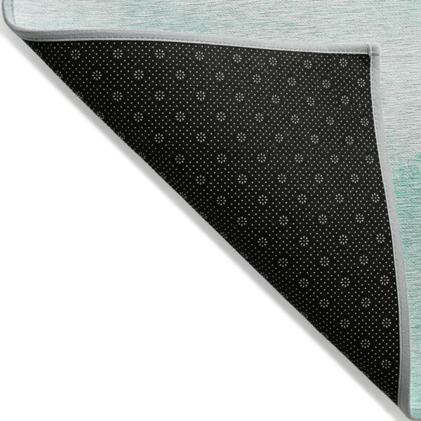 9' X 12' Aqua Sky Blue And Ivory Abstract Washable Indoor Outdoor Area Rug