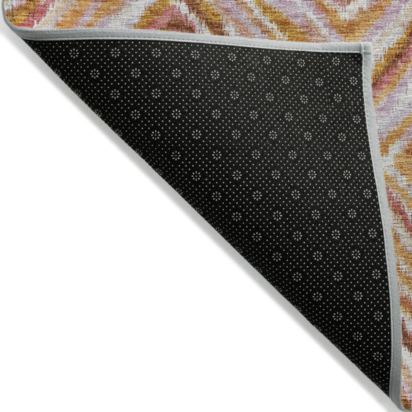 5' X 8' Orange Copper And Gold Geometric Washable Indoor Outdoor Area Rug