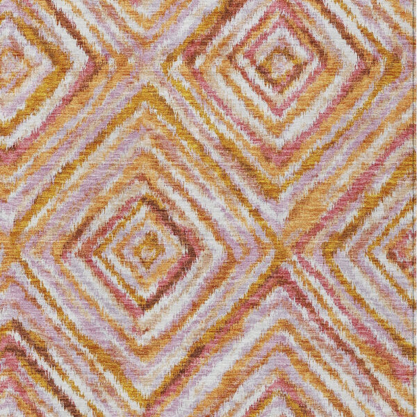 5' X 8' Orange Copper And Gold Geometric Washable Indoor Outdoor Area Rug
