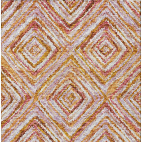 5' X 8' Orange Copper And Gold Geometric Washable Indoor Outdoor Area Rug