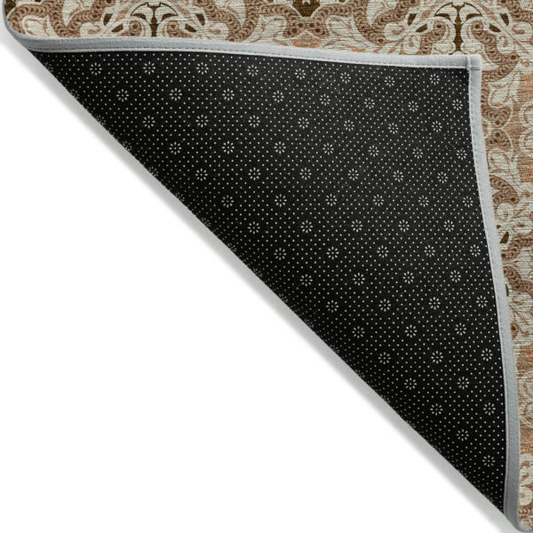 10' X 14' Terra Cotta Copper And Beige Medallion Washable Indoor Outdoor Area Rug