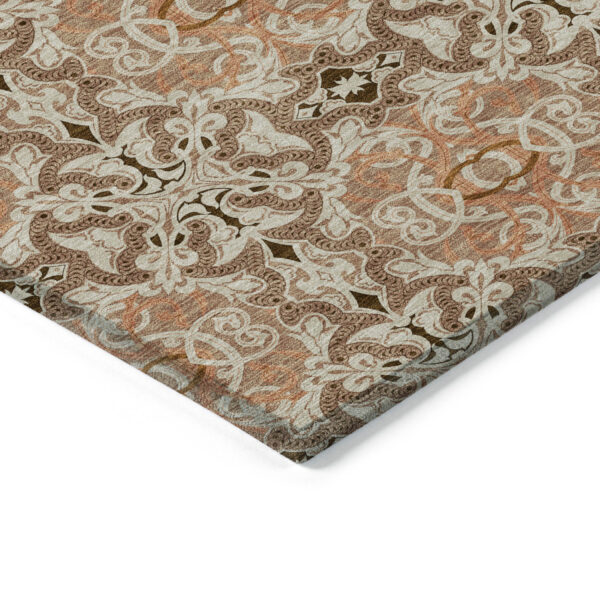 10' X 14' Terra Cotta Copper And Beige Medallion Washable Indoor Outdoor Area Rug
