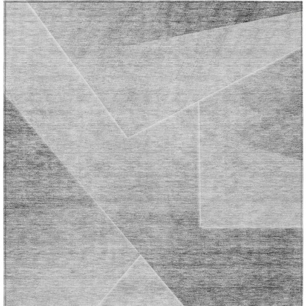 10' X 14' Gray Silver And Charcoal Abstract Washable Indoor Outdoor Area Rug