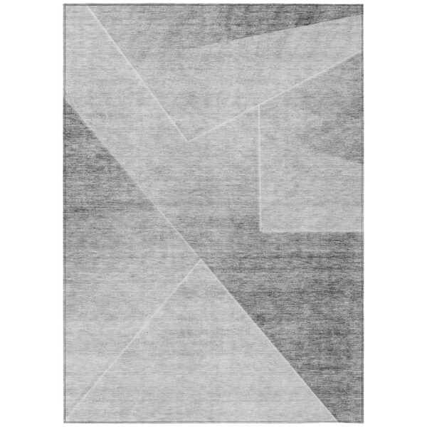 10' X 14' Gray Silver And Charcoal Abstract Washable Indoor Outdoor Area Rug