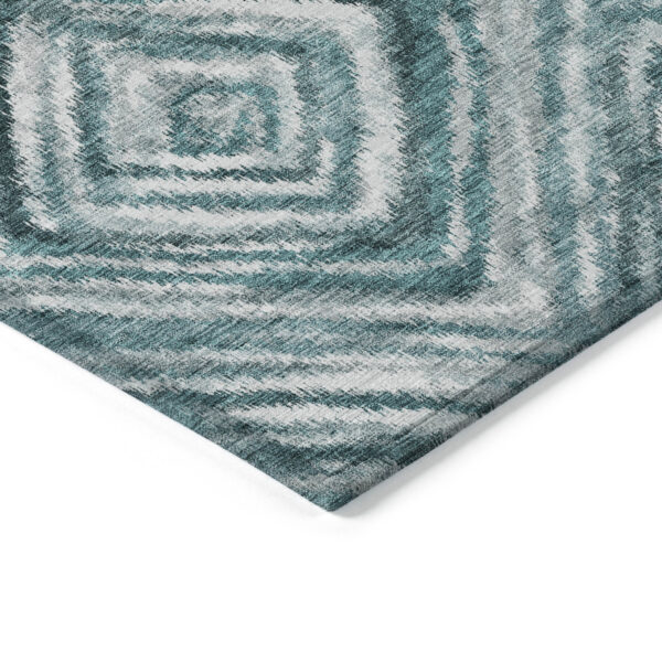 8' X 10' Teal Blue Aqua And Gray Geometric Washable Indoor Outdoor Area Rug