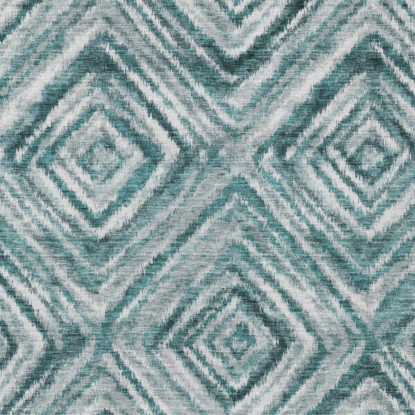 8' X 10' Teal Blue Aqua And Gray Geometric Washable Indoor Outdoor Area Rug