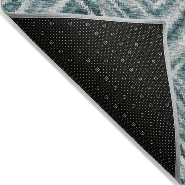 8' X 10' Teal Blue Aqua And Gray Geometric Washable Indoor Outdoor Area Rug