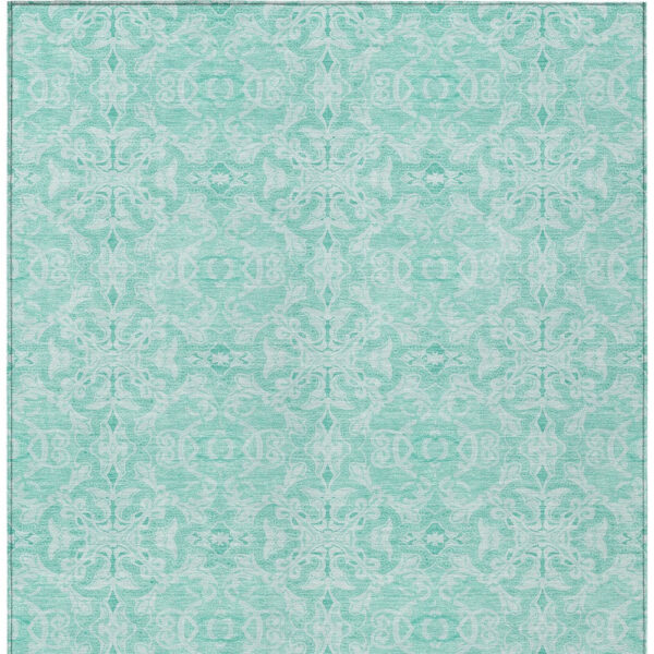 9' X 12' Turquoise And Teal Blue Medallion Washable Indoor Outdoor Area Rug