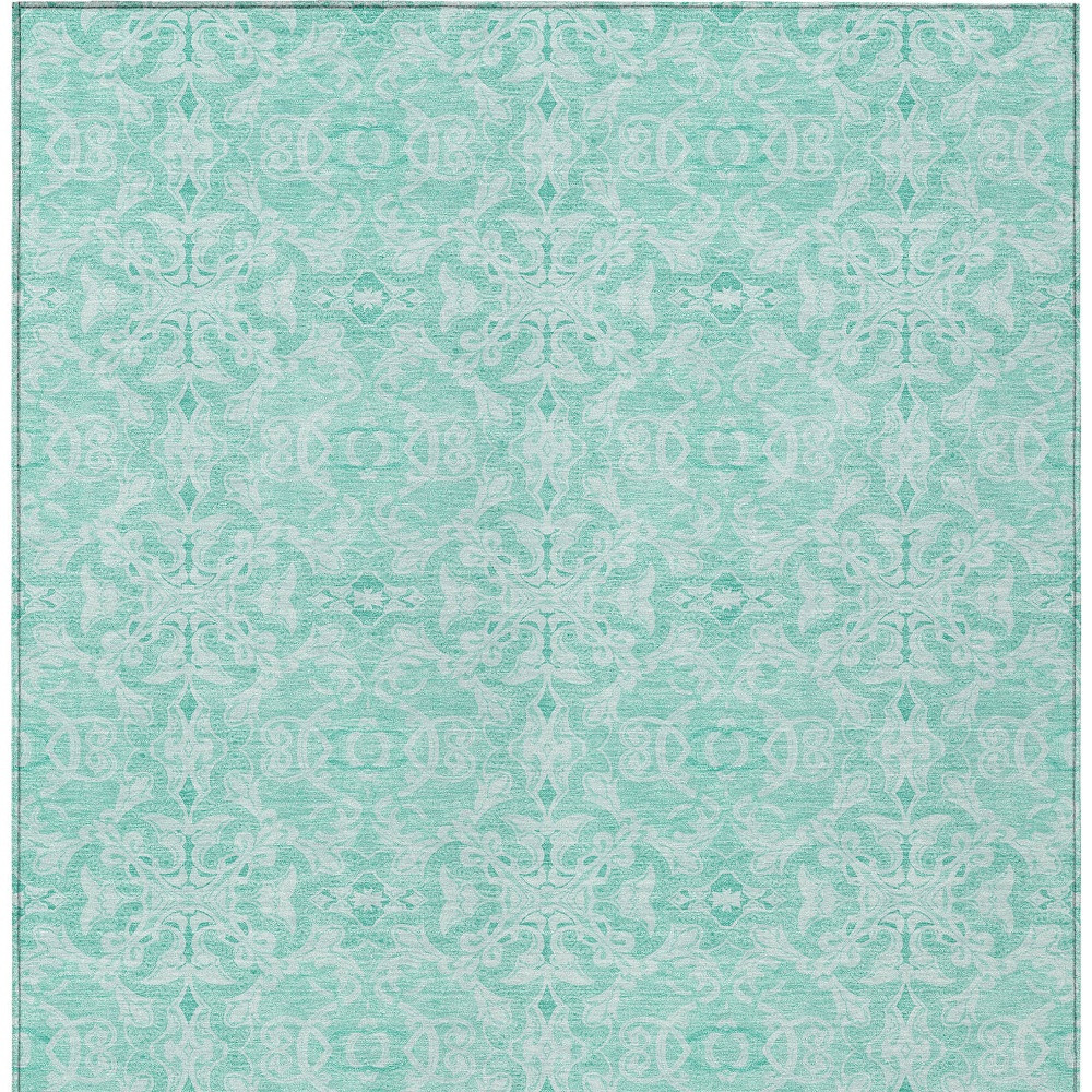 9' X 12' Turquoise And Teal Blue Medallion Washable Indoor Outdoor Area Rug