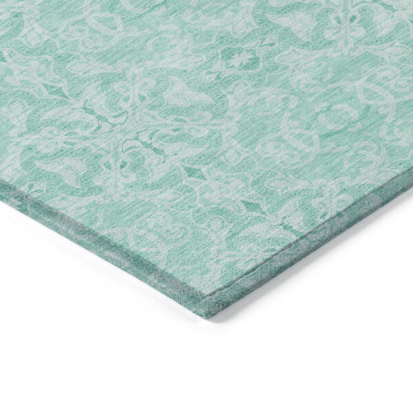 9' X 12' Turquoise And Teal Blue Medallion Washable Indoor Outdoor Area Rug