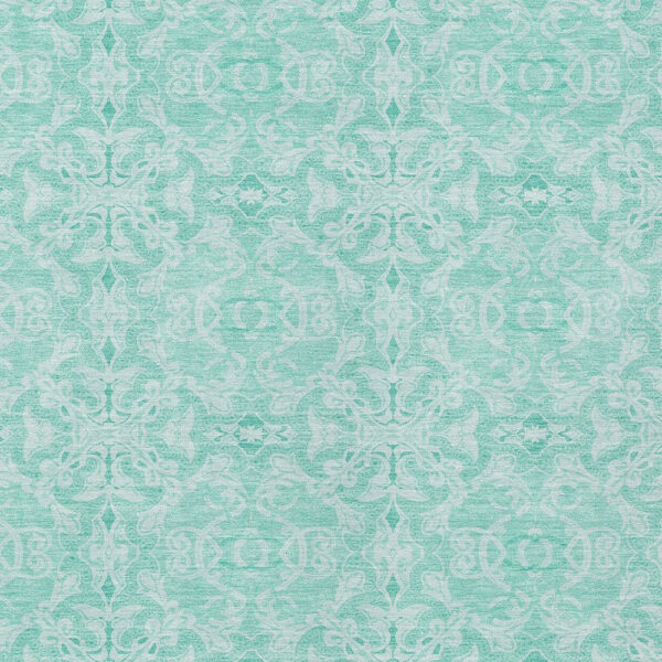 9' X 12' Turquoise And Teal Blue Medallion Washable Indoor Outdoor Area Rug