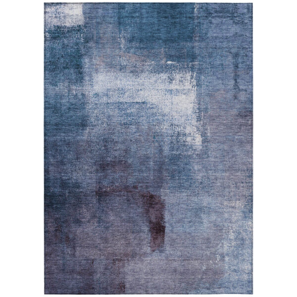 10' X 14' Navy Blue And Sky Blue Abstract Washable Indoor Outdoor Area Rug