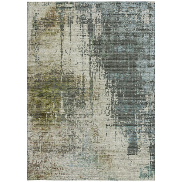9' X 12' Sage Beige And Brown Abstract Washable Indoor Outdoor Area Rug