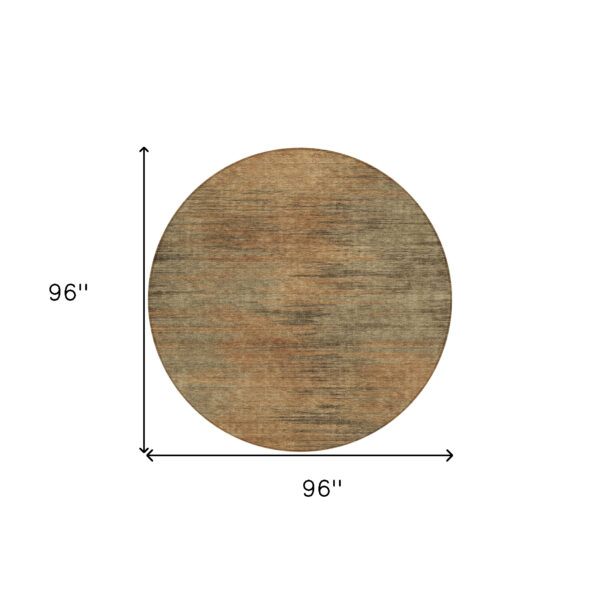 8' Terra Cotta Brown And Copper Round Abstract Washable Indoor Outdoor Area Rug