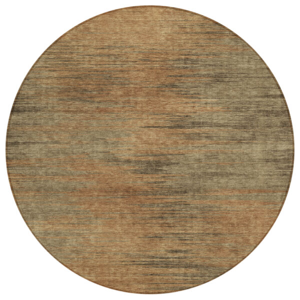 8' Terra Cotta Brown And Copper Round Abstract Washable Indoor Outdoor Area Rug