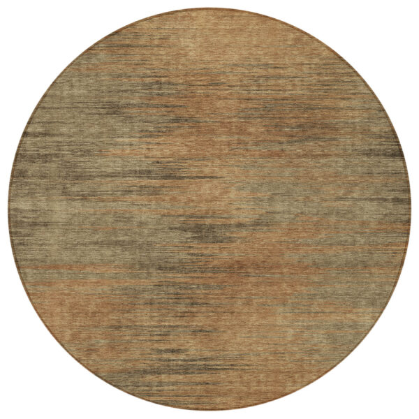 8' Terra Cotta Brown And Copper Round Abstract Washable Indoor Outdoor Area Rug