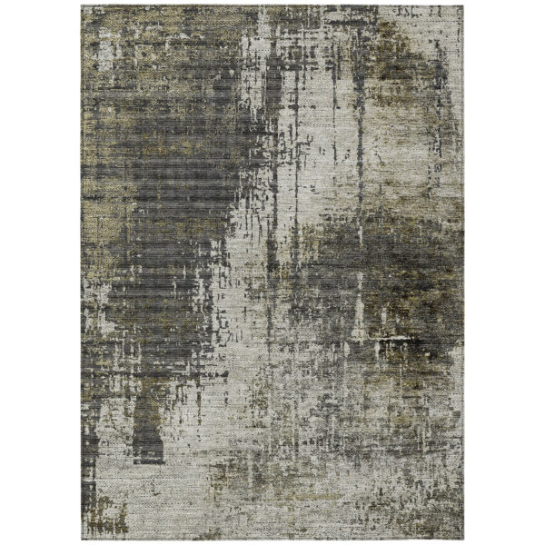 10' X 14' Taupe Beige And Olive Green Abstract Washable Indoor Outdoor Area Rug