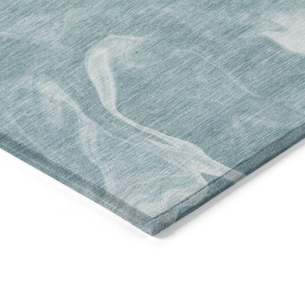 10' X 14' Teal Blue And Aqua Abstract Washable Indoor Outdoor Area Rug