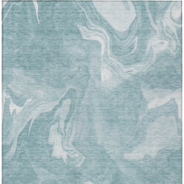 10' X 14' Teal Blue And Aqua Abstract Washable Indoor Outdoor Area Rug
