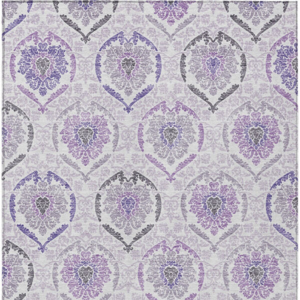 10' X 14' Purple Lavender And Gray Medallion Washable Indoor Outdoor Area Rug