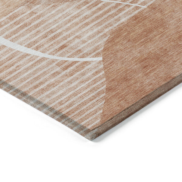 8' X 10' Salmon Copper And Ivory Abstract Washable Indoor Outdoor Area Rug
