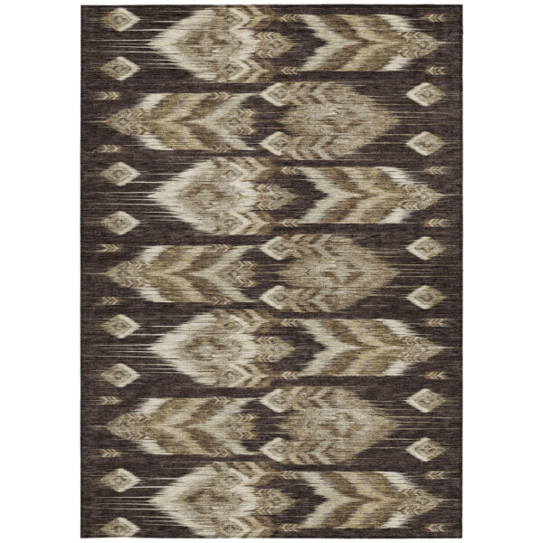 5' X 8' Brown Beige And Taupe Southwestern Washable Indoor Outdoor Area Rug