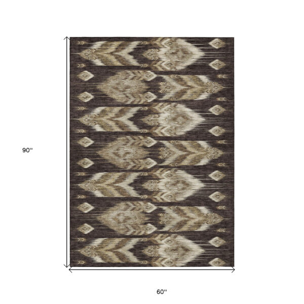 5' X 8' Brown Beige And Taupe Southwestern Washable Indoor Outdoor Area Rug