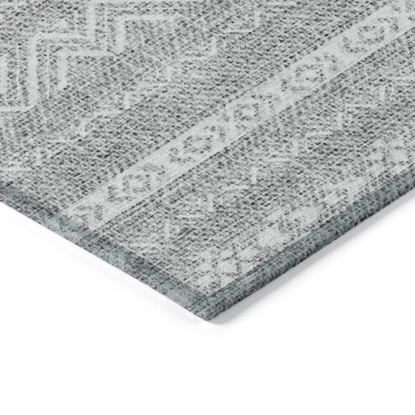 3' X 5' Gray And Silver Southwestern Washable Indoor Outdoor Area Rug