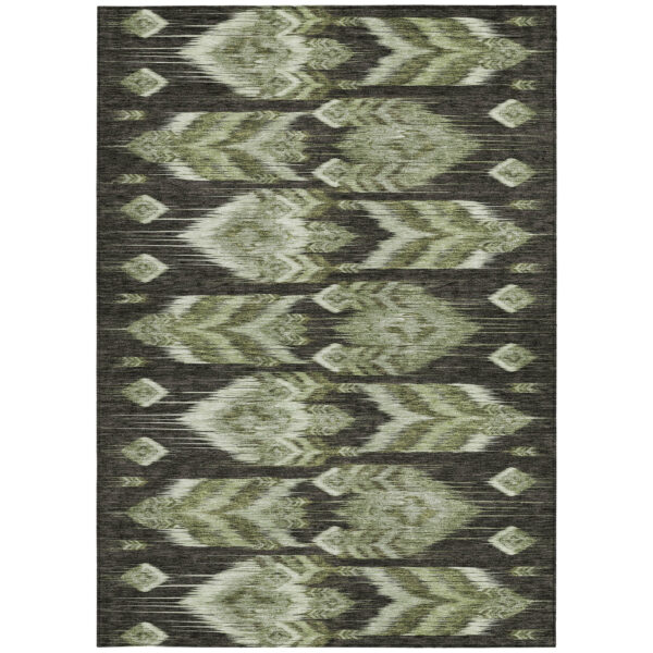 10' X 14' Olive Green And Artichoke Green Southwestern Washable Indoor Outdoor Area Rug
